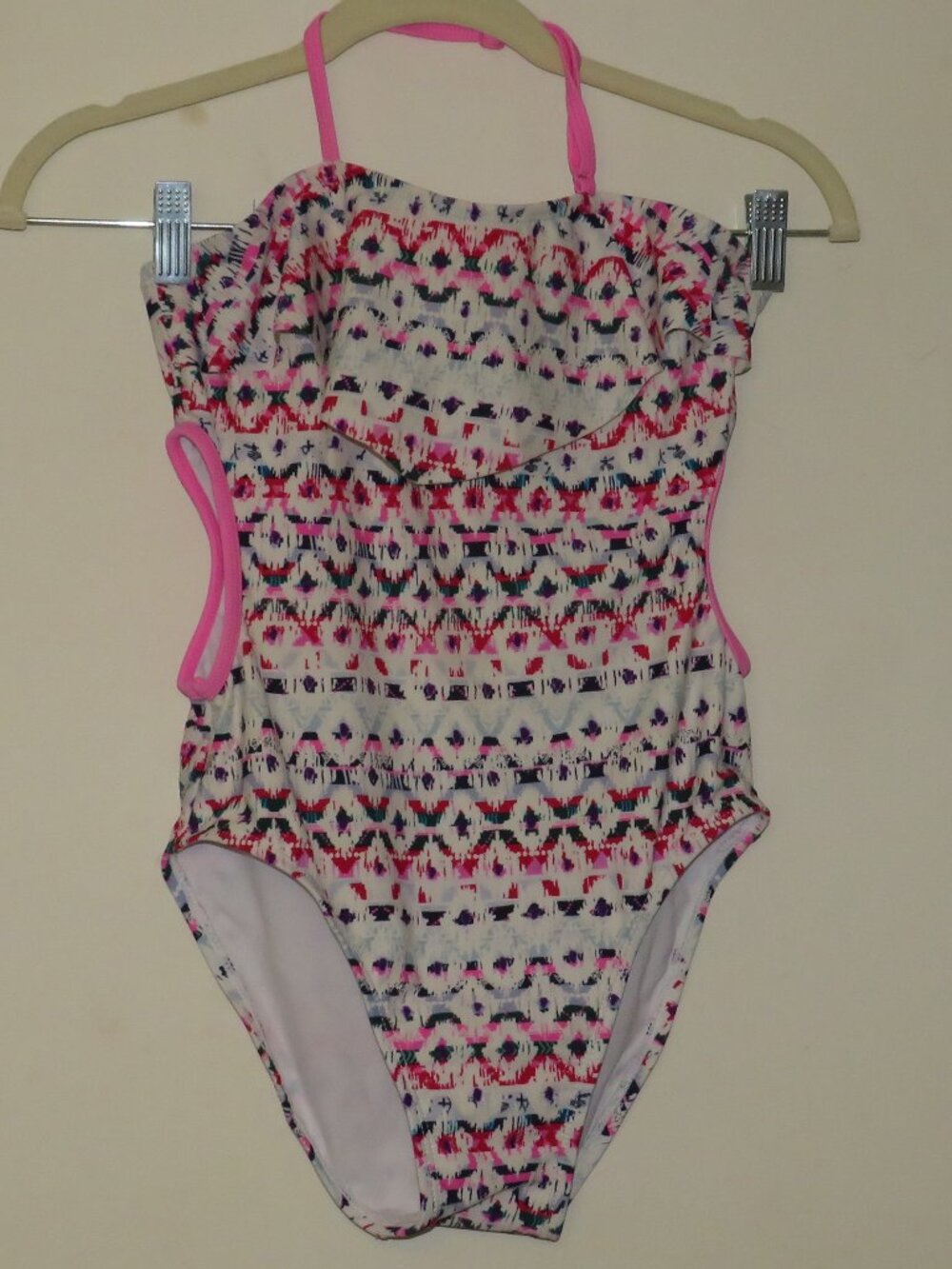 Tommy Bahama Youth 14 One‑Piece Swimsuit – Vibrant Abstract Print, Side Cutout
